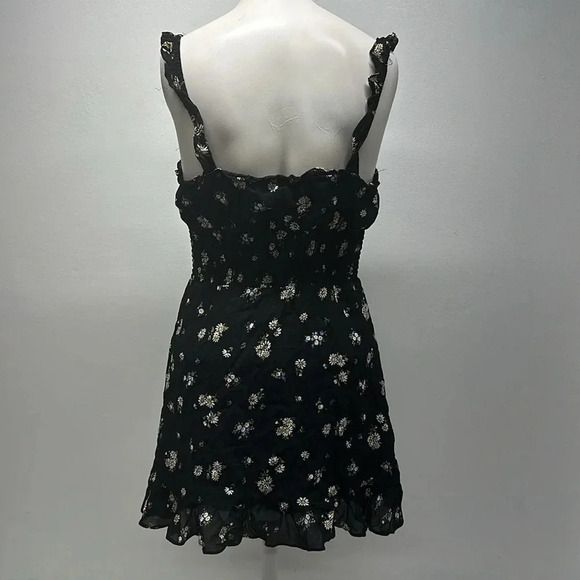 Reformation Silvia Mini Dress Sleeveless Floral Daisy Printed Black Size Small - Picture 6 of 12